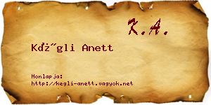 Kégli Anett névjegykártya
