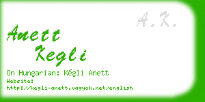 anett kegli business card