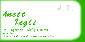 anett kegli business card